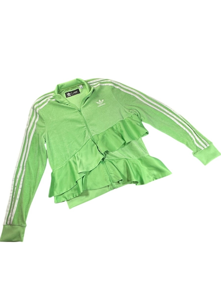 Adidas X J Koo Velour Ruffle Track Jacket Lime Green Women's Size L Full Zip